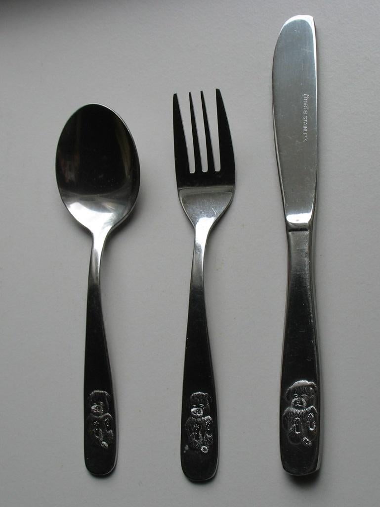 Kinderbestek setje, Huis en Inrichting, Keuken | Bestek, Ophalen of Verzenden, Gebruikt, Rvs of Chroom, Bestekset