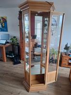 Grenen glazen kast met geslepen glas - 2 meter hoog, Ophalen, 200 cm of meer, Grenenhout, Gebruikt