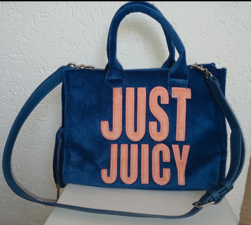 Juicy Couture just juicy blauw NIEUW velvet tas fluweel, Sieraden, Tassen en Uiterlijk, Tassen | Damestassen, Verzenden, Nieuw