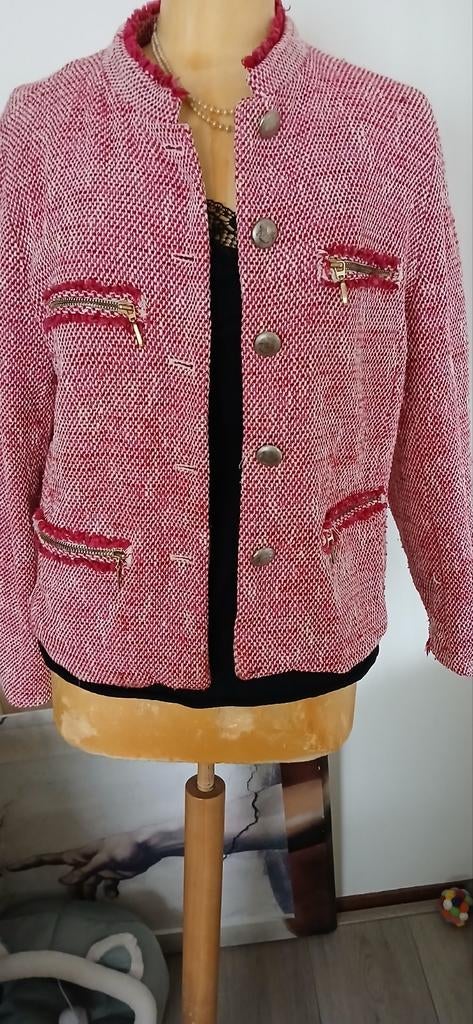 Zara leuk jasje rood wit mt 40, Overige kleuren, Verzenden, Zo goed als nieuw, Jasje