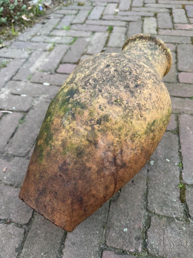 Grote oude terracotta kruik / bloempot met patina, Tuin en Terras, Ophalen, Gebruikt, Rond, Minder dan 40 cm