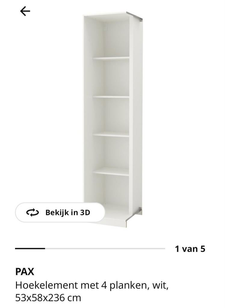 Pax hoekelement met 8 planken, Ophalen, 200 cm of meer, 50 tot 100 cm, Zo goed als nieuw
