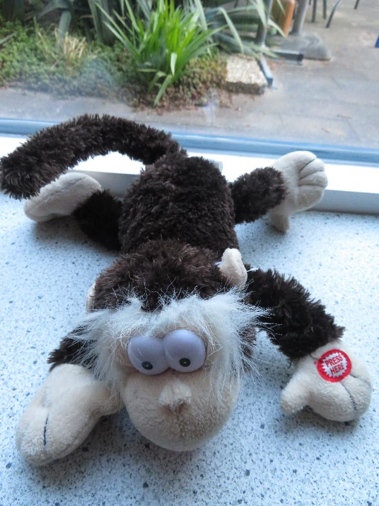 Aap Chimpansee Monkey Lol Rollover met geluid, Kinderen en Baby's, Speelgoed | Knuffels en Pluche, Met label, Ophalen of Verzenden