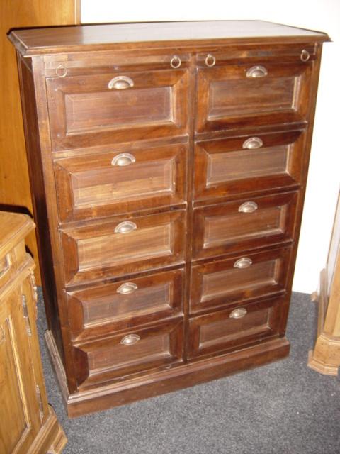 LADEKAST APOTHEKERSKAST - Massief teakhout Flamant 2x5 lades, Ophalen, Nieuw, 50 tot 100 cm, Maasbrachterweg 54 Echt