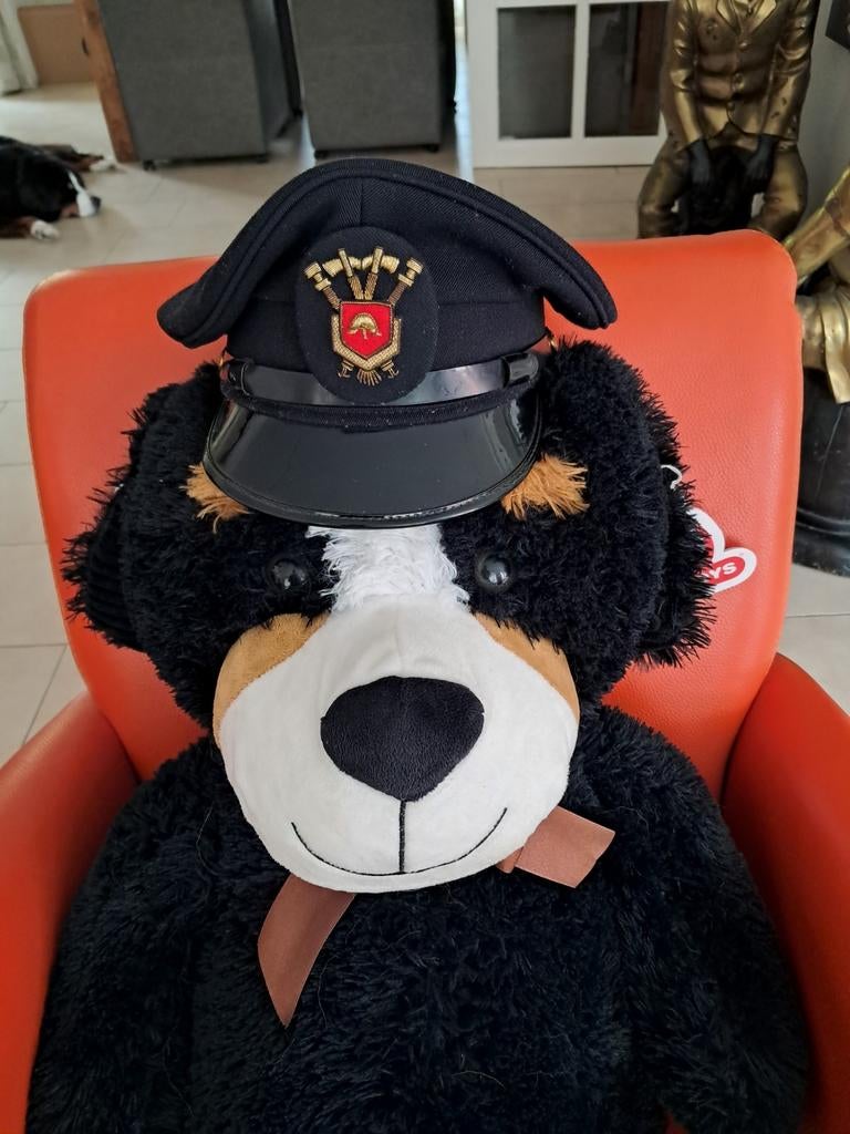Oude Brandweer platte pet in nette staat, ophalen/verzenden, Eu, Eu, Overige soorten, Ophalen of Verzenden