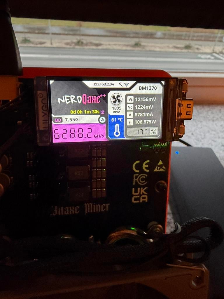 Nerdqaxe ++ 6.3th/s Crypto Miner met Koeling, Computers en Software, Verzenden, Zo goed als nieuw, Luchtkoeling