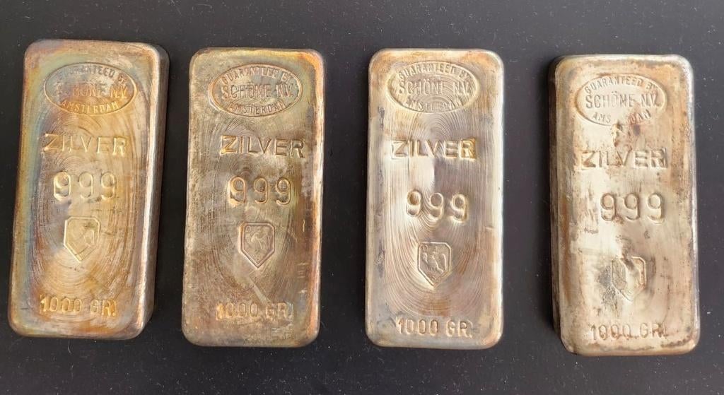 4 X ZILVER SCHÖNE 999 BAAR 1 KILO 1000 GRAM, Postzegels en Munten, Edelmetalen en Baren, Ophalen, Zilver