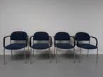 4 stapelbare stoelen met armleuning, Interstuhl 2762, Ophalen, Gebruikt, Blauw, Vier
