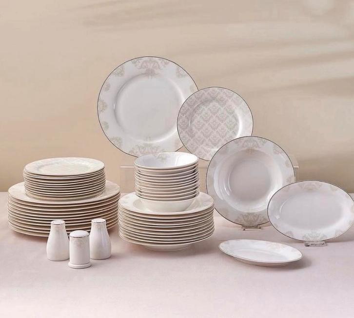 Karaca Siena 12-persoons servies set - 56 delig, Ophalen, Nieuw, Effen, Porselein