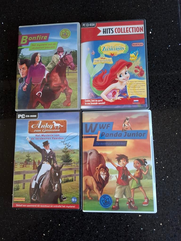 4x PC CD-ROM Spellen: Bonfire, Zeemeermin, Anky, WWF Panda, Avontuur en Actie, Gebruikt, 1 speler, Ophalen of Verzenden