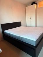 Ikea Malm bed 160x200 met lades, matras en topper, Ophalen, Zwart, Tweepersoons, Zo goed als nieuw