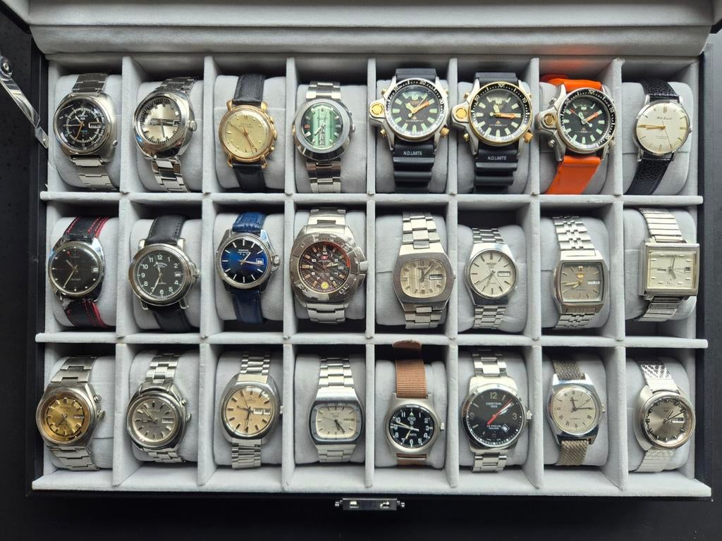 24x Vintage Horloge Collectie: Seiko, Citizen, Certina, Overige merken, Staal, Met bandje, Polshorloge