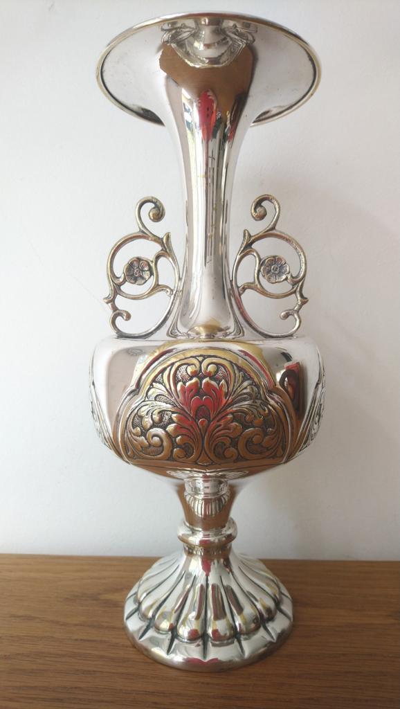 Antieke verzilverde vaas Art Nouveau stijl 26,5 cm hoog, Antiek en Kunst, Ophalen of Verzenden