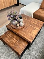 Boomstam salontafelset van 2., Ophalen, 50 tot 100 cm, Vierkant, 50 tot 100 cm