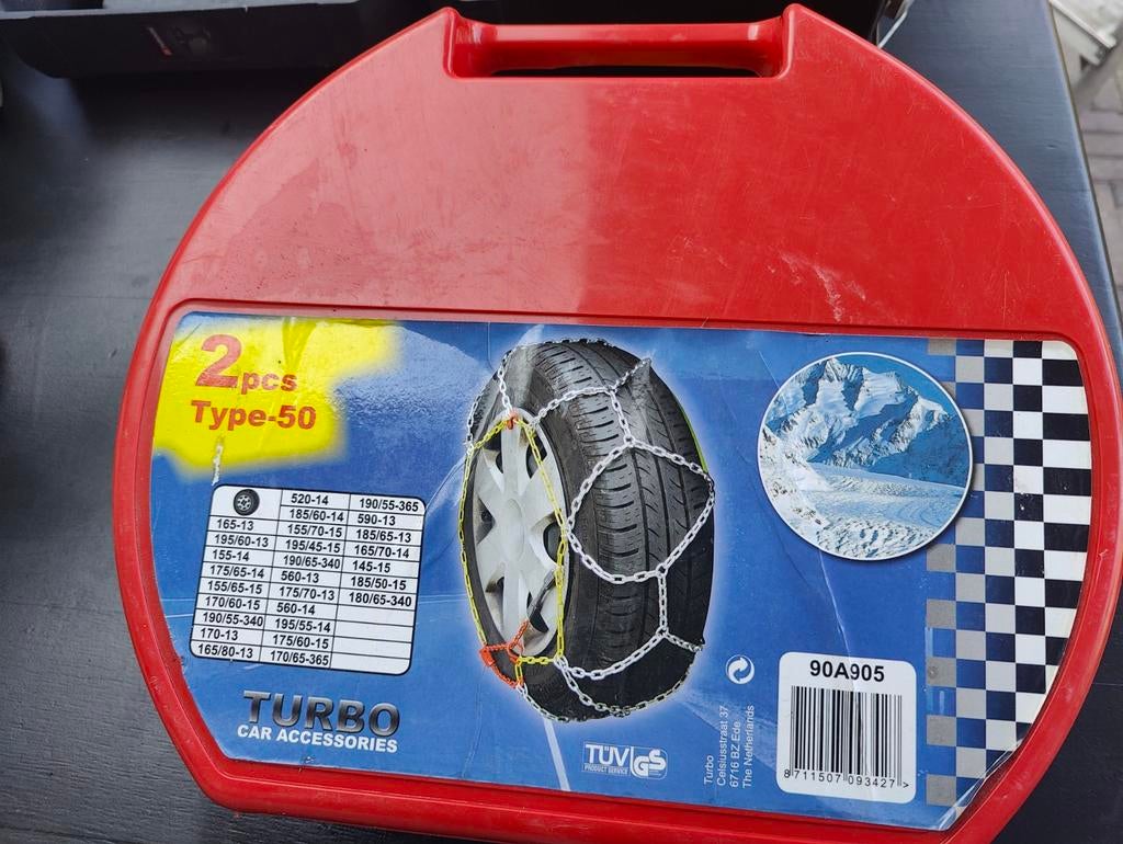 Sneeuwkettingen Turbo Type-50 voor diverse bandenmaten, Auto diversen, Sneeuwkettingen, Ophalen, Nieuw