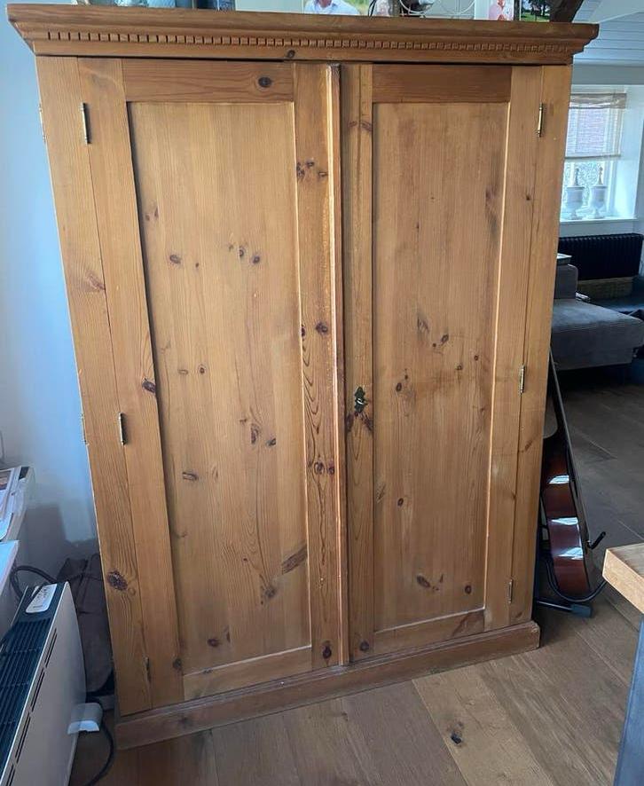 Massief grenen computerkast/opbergkast, Ophalen, Gebruikt, 70 tot 120 cm, 170 cm of meer