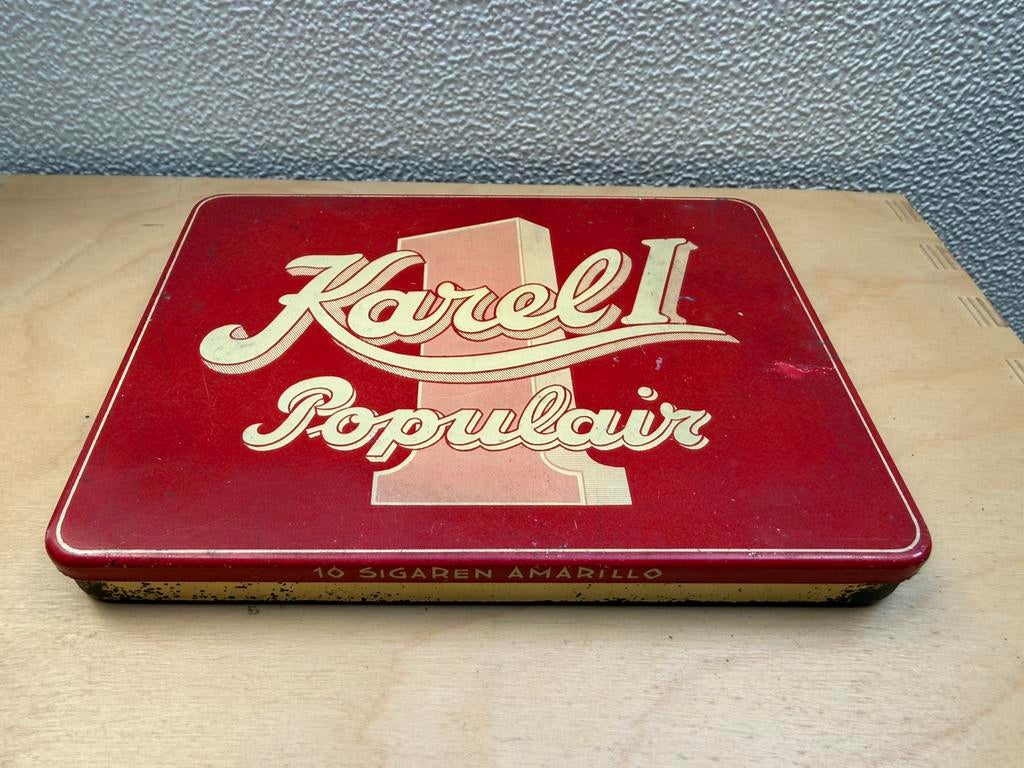 Karel Populair sigarenblik, Verzamelen, Ophalen of Verzenden, Gebruikt, Overige, Overige merken