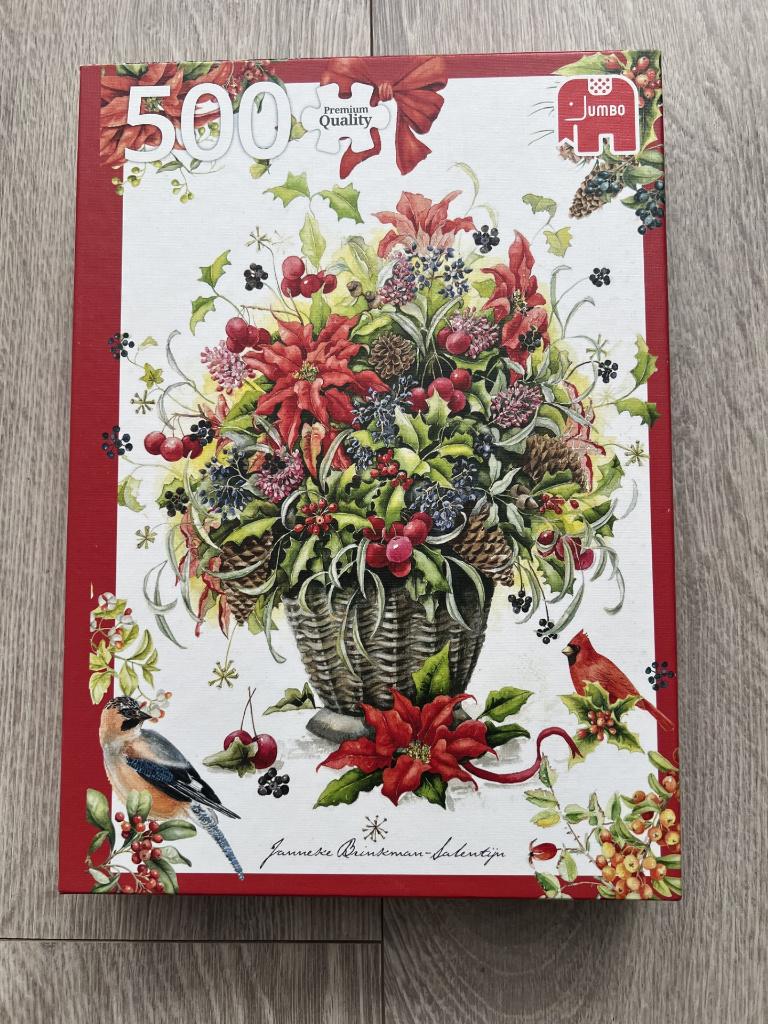 Puzzel Janneke Brinkman - 500 st - Winter bouquet, Ophalen of Verzenden, 500 t/m 1500 stukjes, Gebruikt, Legpuzzel