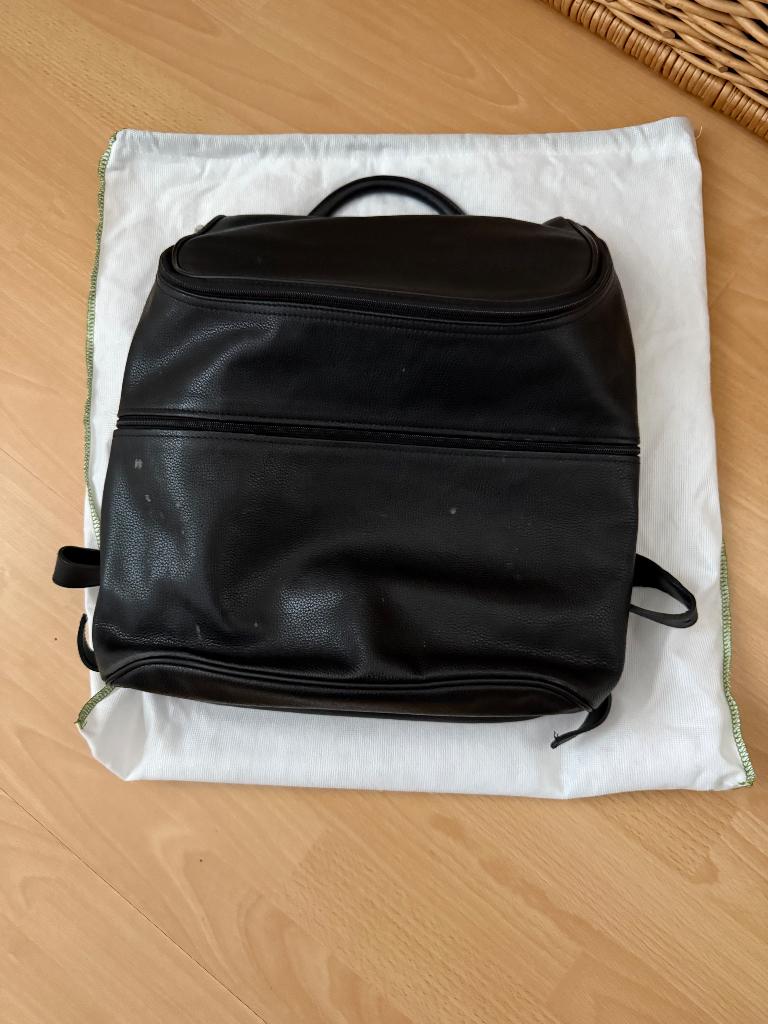 Longchamp zwarte leren rugzak, Verzenden, Gebruikt, Zwart, Overige typen