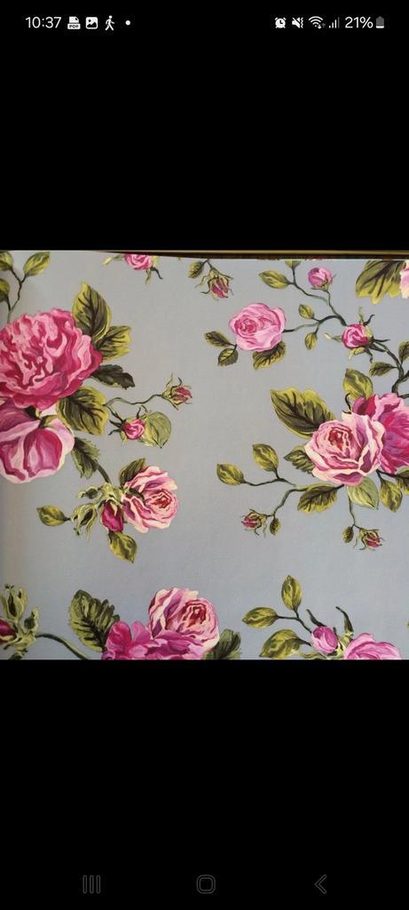 Eijffinger Rozen Behang - Romantisch Bloemenpatroon, Huis en Inrichting, Stoffering | Behang, Groen, Roze, minder dan 10 m², Ophalen of Verzenden