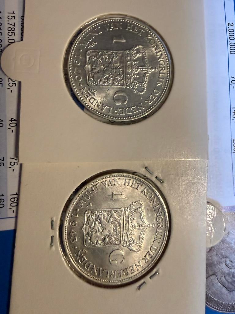 Mooi setje guldens 1940 1943, Postzegels en Munten, Munten | Nederland, Ophalen of Verzenden, Koningin Wilhelmina, 1 gulden, Setje