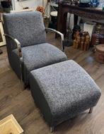 Montel Fauteuil met hocker grijs gemeleerd als nieuw, Ophalen, ., Tweepersoons, 75 tot 100 cm