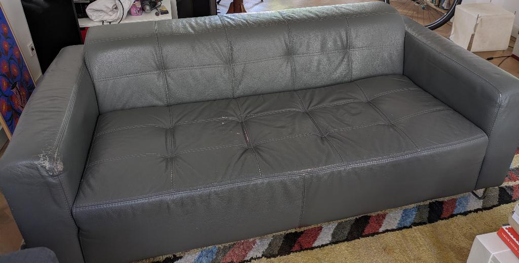 2,5 zits leren bankstel gratis af te halen, Huis en Inrichting, Banken | Bankstellen, Ophalen, Gebruikt, Tweepersoons, Rechte bank