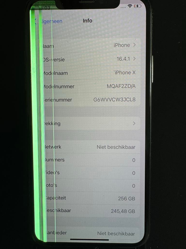 iPhone X 256GB - Scherm defect (groene lijn), Telecommunicatie, Mobiele telefoons | Apple iPhone, 256 GB, Gebruikt, Zonder simlock