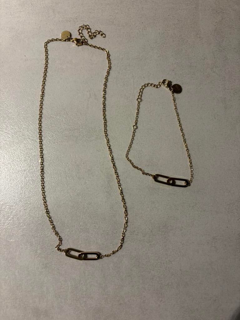 Set armband en ketting, Ophalen of Verzenden, Nieuw, Goud