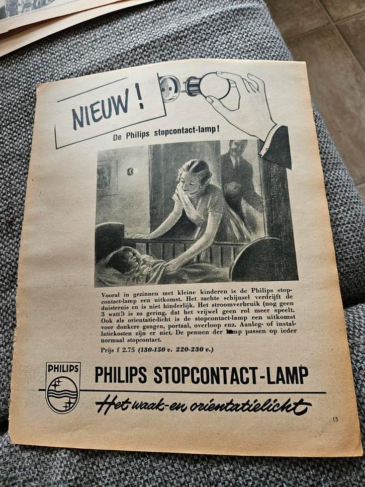 Philips stopcontact-lamp advertentie, Verzamelen, Merken en Reclamevoorwerpen, Ophalen of Verzenden