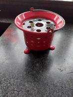 Rood emaille theelicht met gratis glas met waxinekaarsje, Ophalen of Verzenden