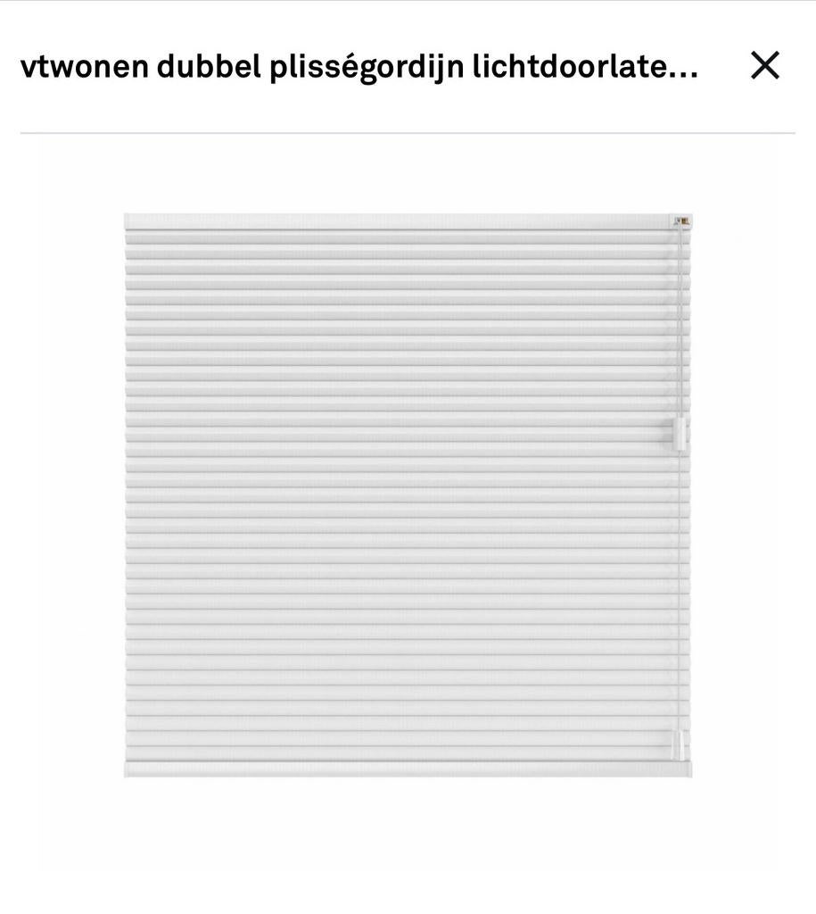 VT Wonen dubbel plisségordijn 106,5 cm breed, Huis en Inrichting, Stoffering | Gordijnen en Lamellen, Ophalen of Verzenden, Zo goed als nieuw