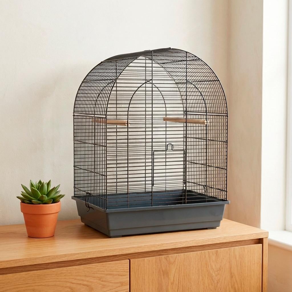 Zwarte Vogelkooi - 54x75x33cm, Ophalen, Gebruikt, Metaal, Vogelkooi