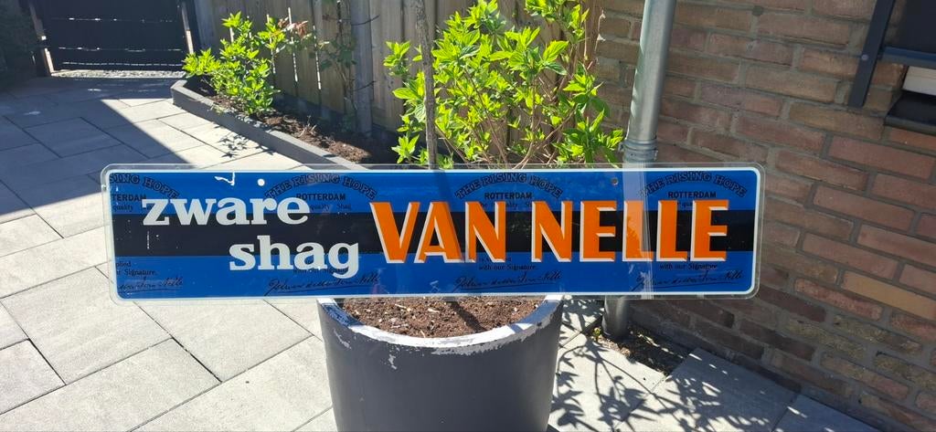 Vintage Van Nelle Zware Shag Reclame Glasplaat, Ophalen, Gebruikt, Reclamebord