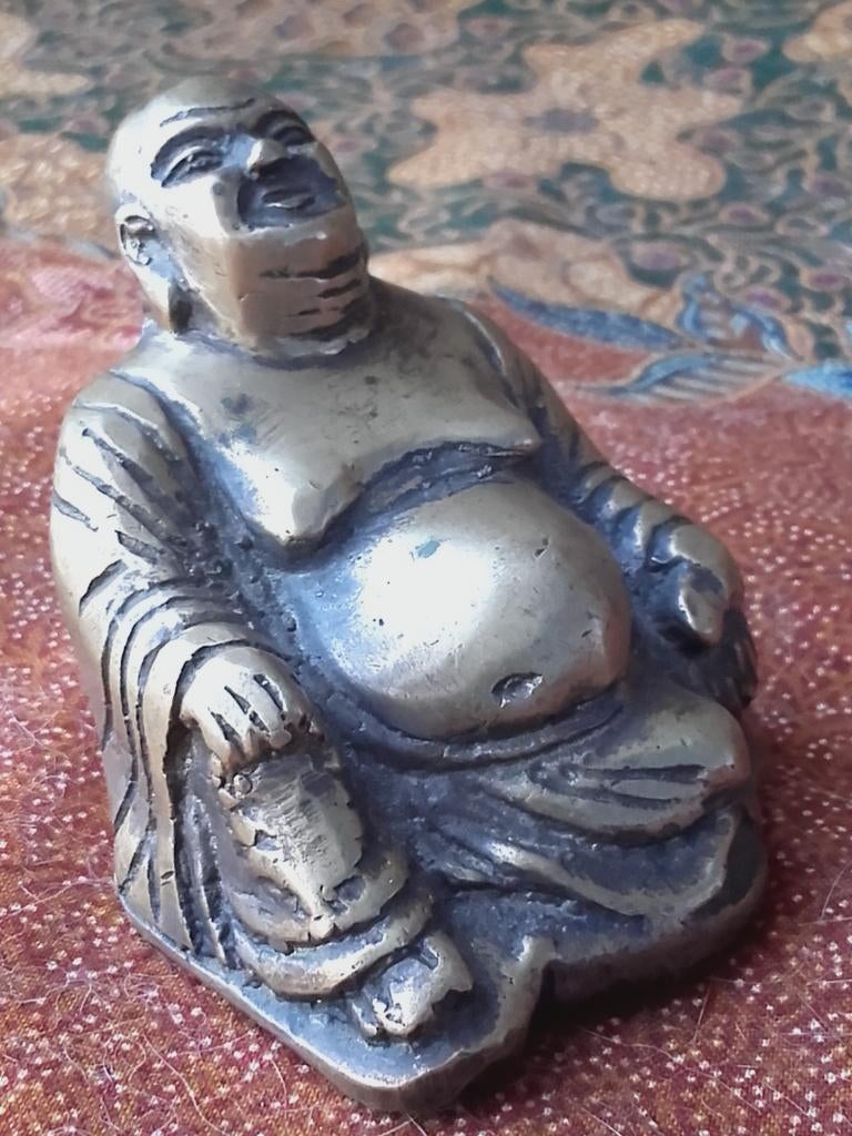 Origineel oud Chinees brons beeldje van Boeddha 6,6 cm., Antiek en Kunst, Kunst | Niet-Westerse kunst, Ophalen of Verzenden