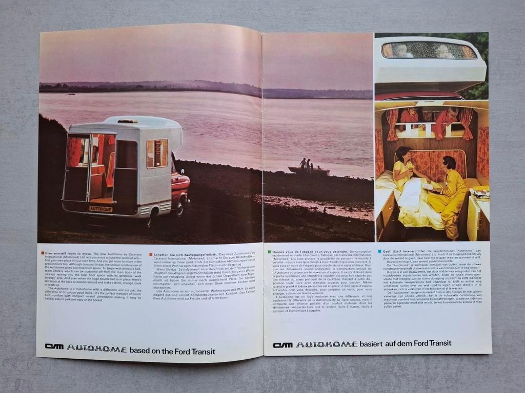 Ford Transit CM Autohome brochure - 1972, Ophalen of Verzenden, Zo goed als nieuw, Ford