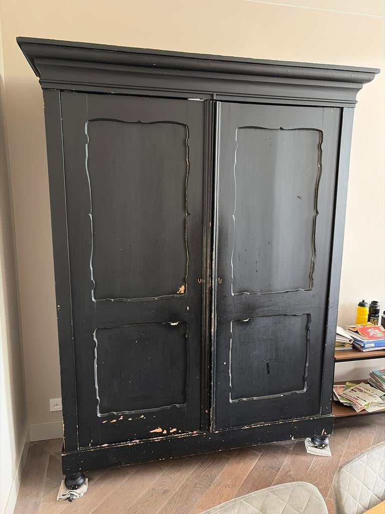 Grote Biedermeier kast - Zwart geverfd, Ophalen of Verzenden