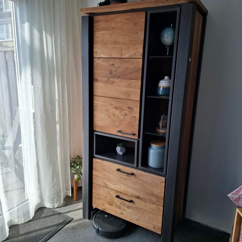 Hoge kast met 2 lades en 2 planken - 195x90x45cm, Ophalen, Zo goed als nieuw