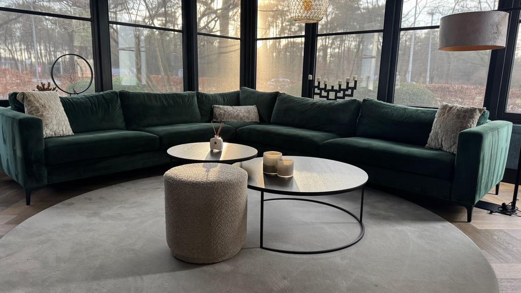 Hoekbank groen, Huis en Inrichting, Ophalen of Verzenden, Gebruikt