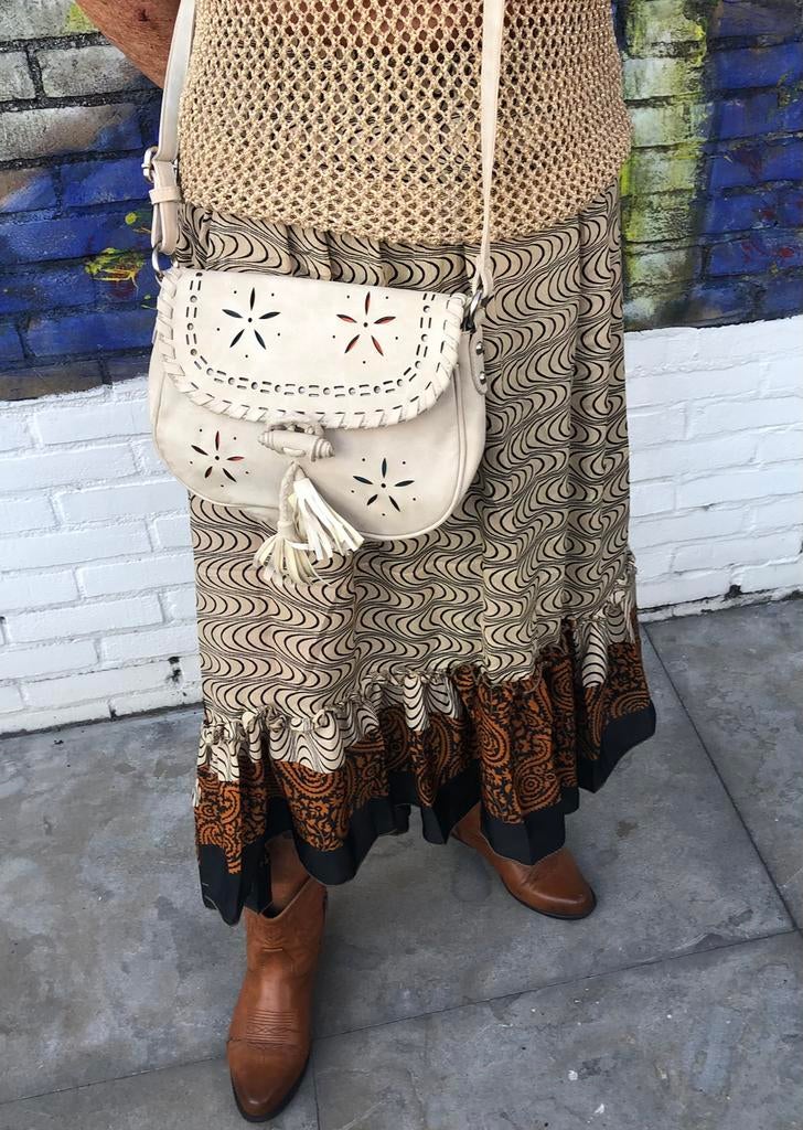 Ibiza schoudertas Boho Bohemien, Ophalen of Verzenden, Zo goed als nieuw, Leer