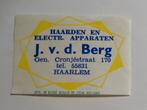 J. v.d. BERG   Haarden en Electr. Apparaten    HAARLEM, Verzenden, Zo goed als nieuw, Luciferdoosjes of -merken