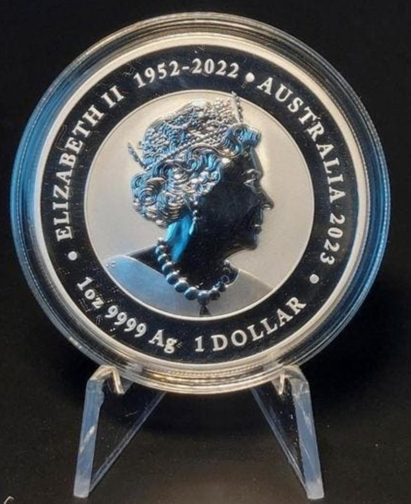 Zilveren munt 1 oz Elizabeth II Draak en Karper, Postzegels en Munten, Munten | Nederland, Verzenden