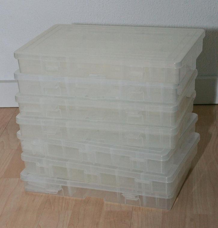 7 sorteerdozen met wijzigbare indeling., Hobby en Vrije tijd, Knutselen, Zo goed als nieuw, Gereedschap of Toebehoren, Ophalen of Verzenden