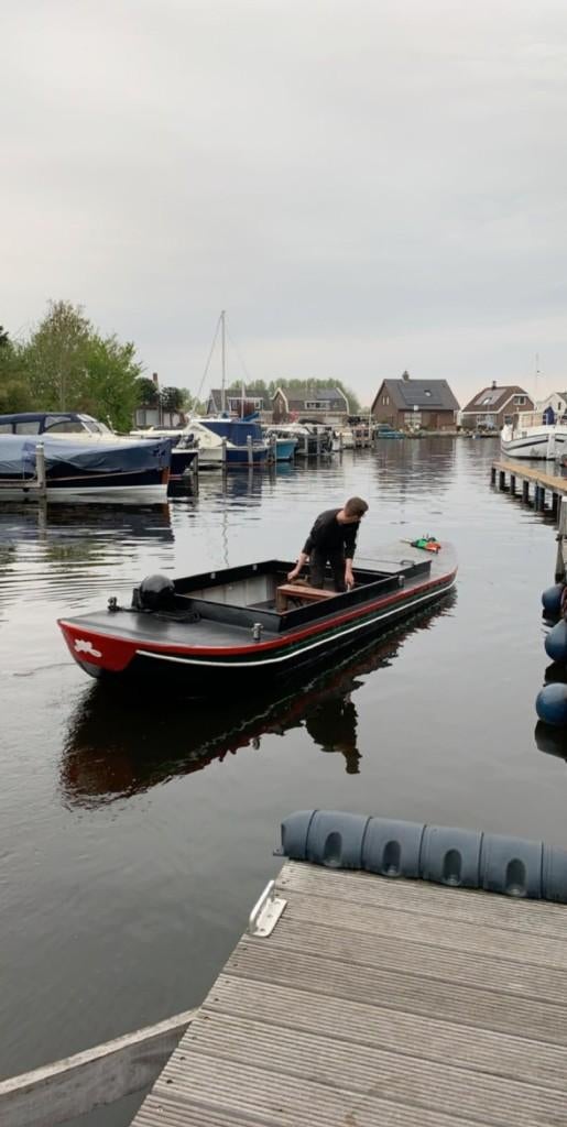 Stalen kagenaar vlet, Watersport en Boten, Motorboten en Motorjachten, Gebruikt, Staal, 6 tot 9 meter, Diesel, Binnenboordmotor