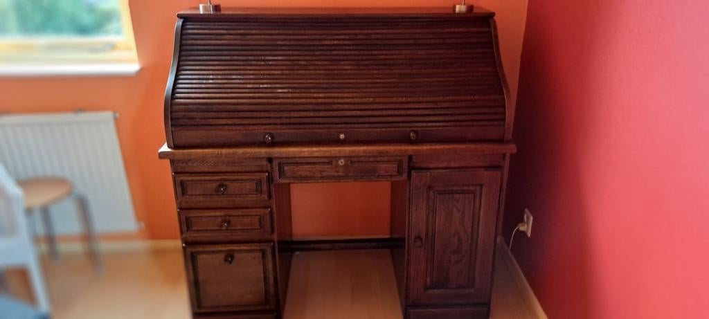 Massief donkereiken rolbureau, Ophalen of Verzenden