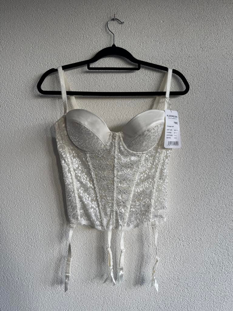 Vintage Y2K wit kanten korset bustier top, Vintage, Ophalen of Verzenden, Zo goed als nieuw, Zonder mouw