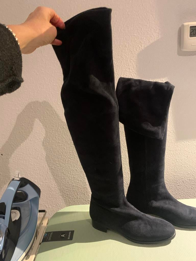 Donkerblauwe suède hoge laarzen, maat 37, Ophalen of Verzenden, Nieuw, Blauw, Hoge laarzen