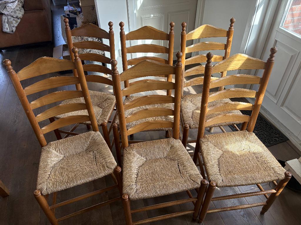 6 eetkamerstoelen, Ophalen, Gebruikt, Overige kleuren, Hout