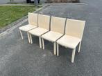 4x vintage Italiaanse lederen stoel Arper, Huis en Inrichting, Stoelen, Ophalen, Gebruikt, Wit, Vintage