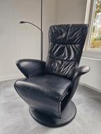 Zwarte lederen draaistoel / relaxstoel - gebruikt, Ophalen, Gebruikt, 75 tot 100 cm, 50 tot 75 cm